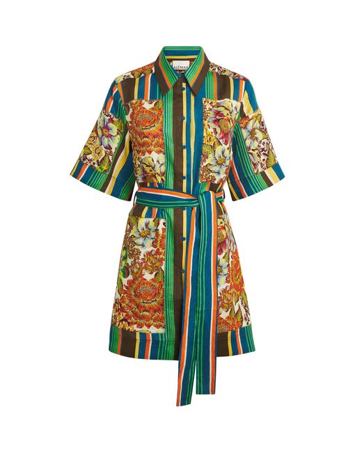 ALÉMAIS Green Linen Charlie Mini Shirt Dress