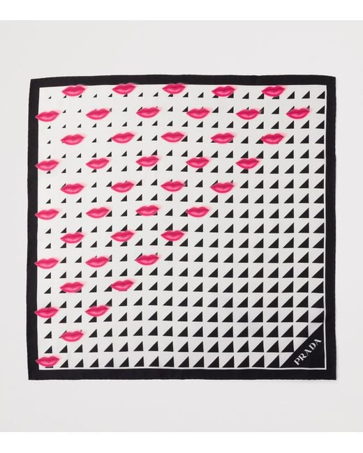 Prada Black Silk Lipstick Triangle Scarf