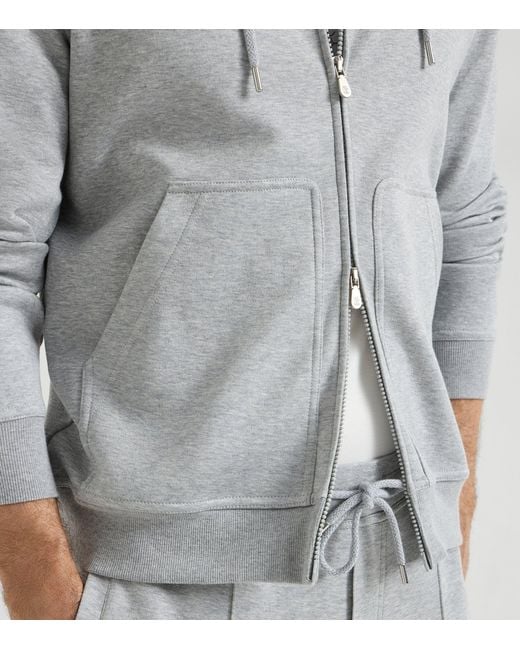 Brunello Cucinelli Gray French Terry Zip-Up Hoodie for men