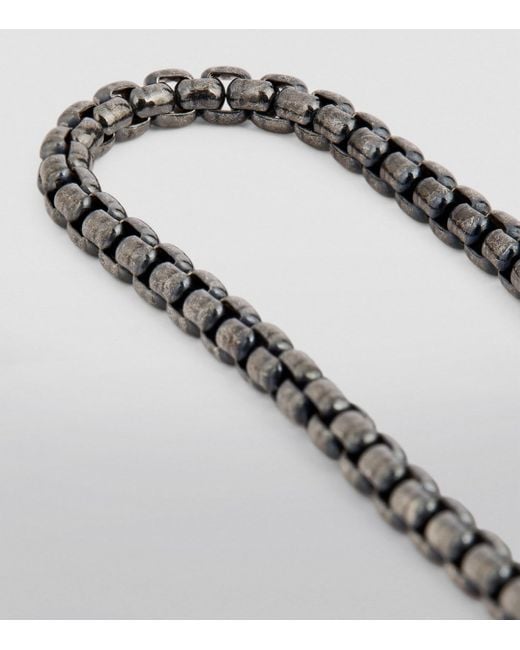 Tateossian White Rhodium-Plated Box-Chain Bracelet for men