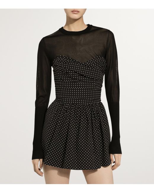 Dolce & Gabbana Black Strapless Polka-Dot Mini Dress