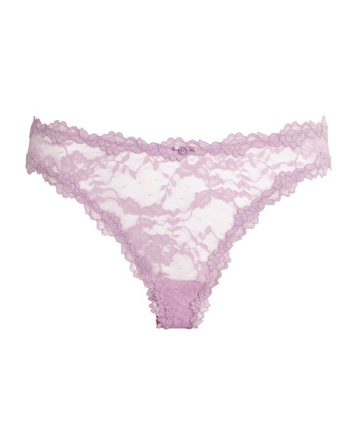 Skims Pink Stretch Lace Dipped Thong