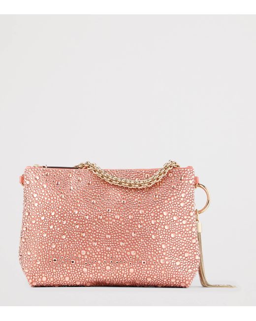 Jimmy Choo Pink Callie Satin Embellished Clutch Bag