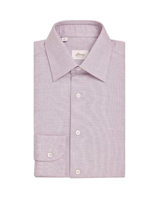 Brioni Purple Cotton Micro-Houndstooth Shirt for men