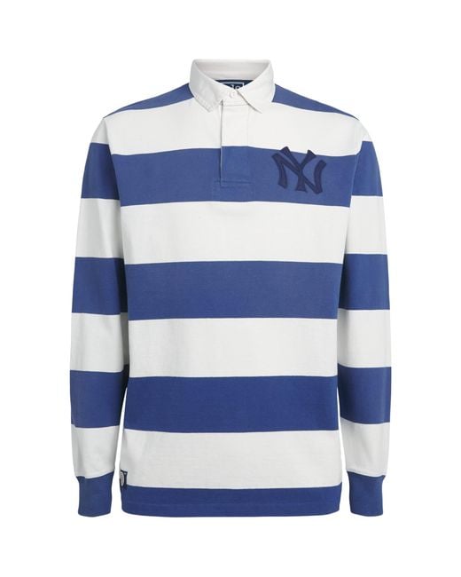 Polo Ralph Lauren Blue X Yankees Cotton Stripe Rugby Polo Shirt for men