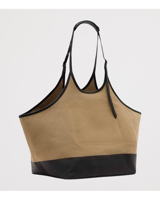 AllSaints Natural Canvas And Leather Siloh Tote Bag