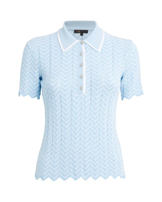 Maje Blue Knitted Polo Shirt