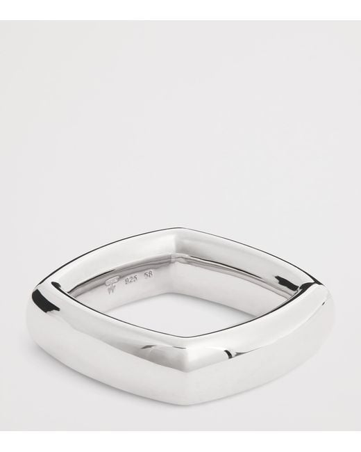 Tom Wood White Rhodium-Plated Sterling Frame Ring for men