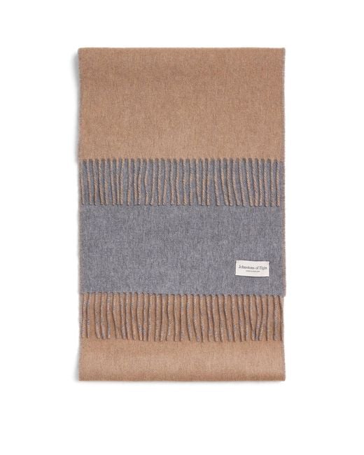 Johnstons Gray Cashmere Double-Face Scarf for men