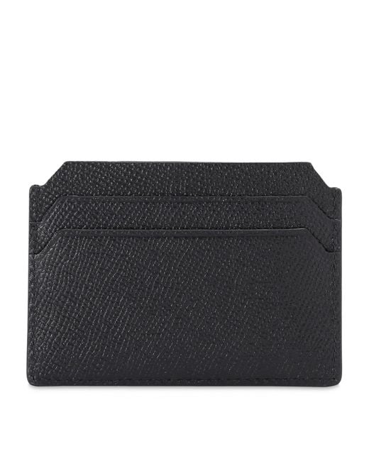 Santoni Black Textured Leather Card Holder for men