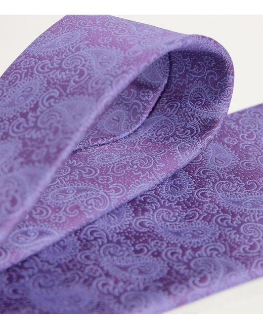 Eton of Sweden Purple Silk Paisley Print Tie for men