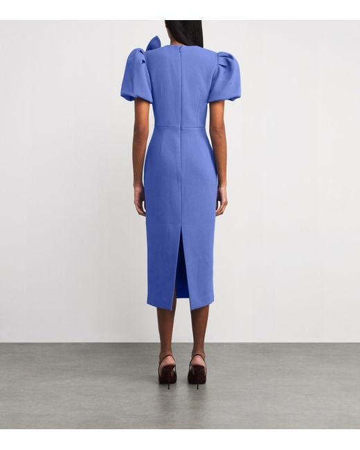 Rebecca Vallance Blue Bow-Detail Violette Midi Dress