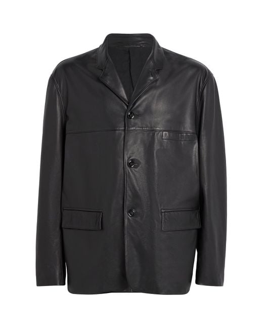 Lemaire Black Leather Jacket for men