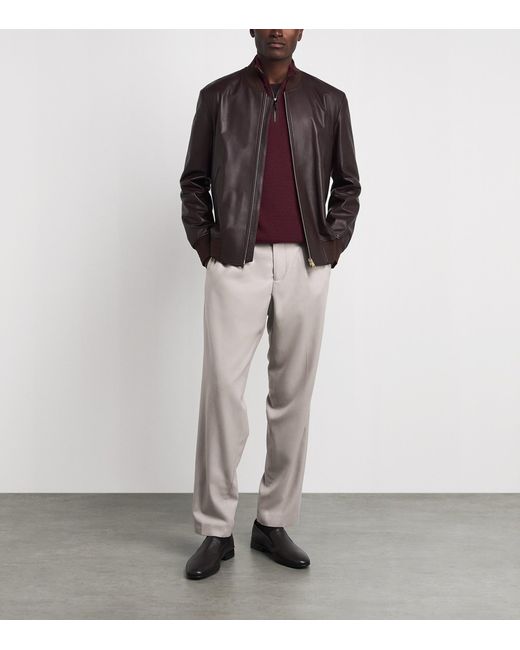 Canali Red Virgin Wool-Cashmere Quarter-Zip Sweater for men