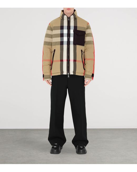 Burberry Brown Reversible Check Puffer Jacket for men