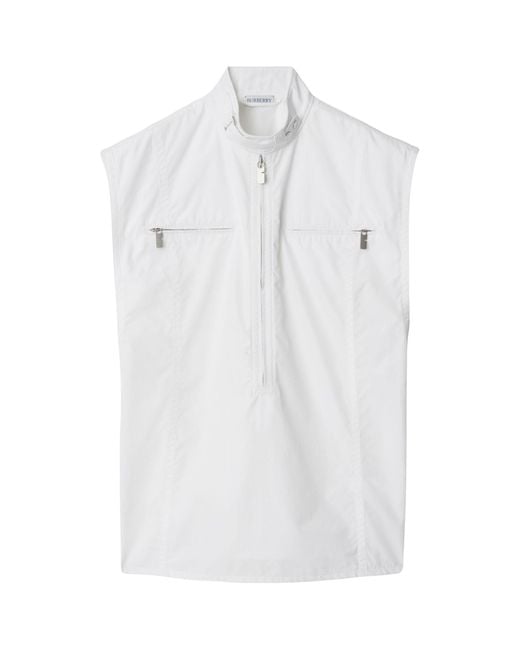 Burberry White Cotton Sleeveless Shirt