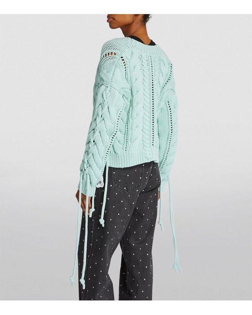 Hayley Menzies Blue Cropped Cable-knit Cardigan