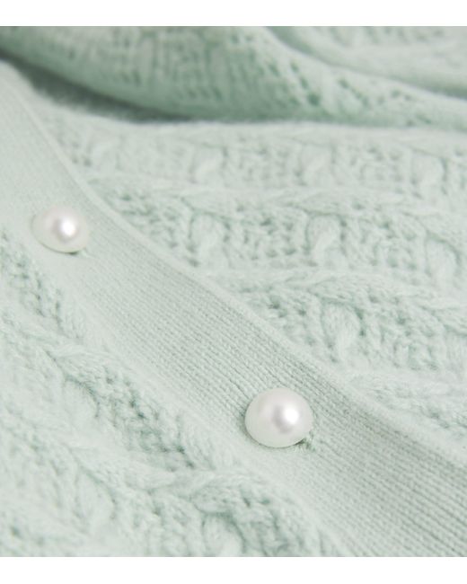 Alice + Olivia Green Cashmere Puff-Sleeve Doris Cardigan