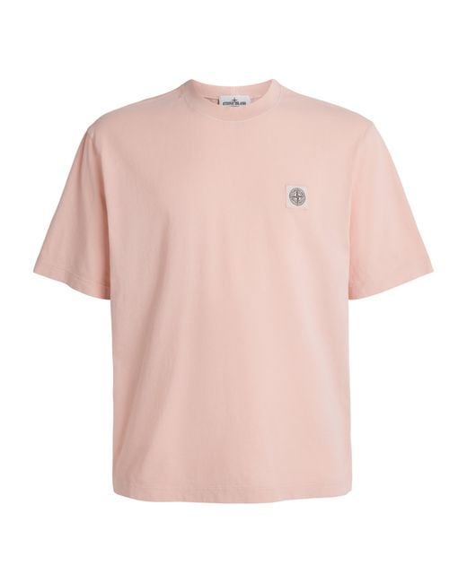 Stone Island Pink Organic Cotton Ghost T-Shirt for men