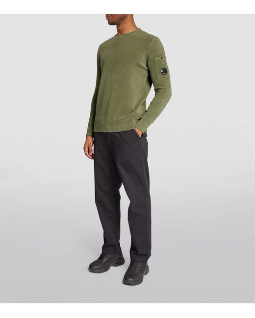 C P Company Green Chenille Lens-detail Sweater for men