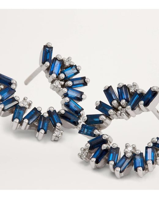 Suzanne Kalan Blue Diamond And Sapphire Bold Burst Spiral Earrings