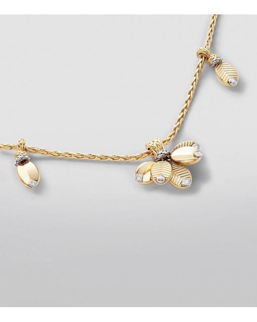 Cartier Metallic And Diamond Grain De Café Necklace