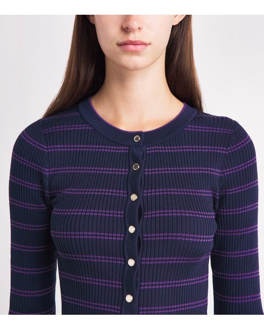 Sandro Blue Knitted Stripe Cardigan