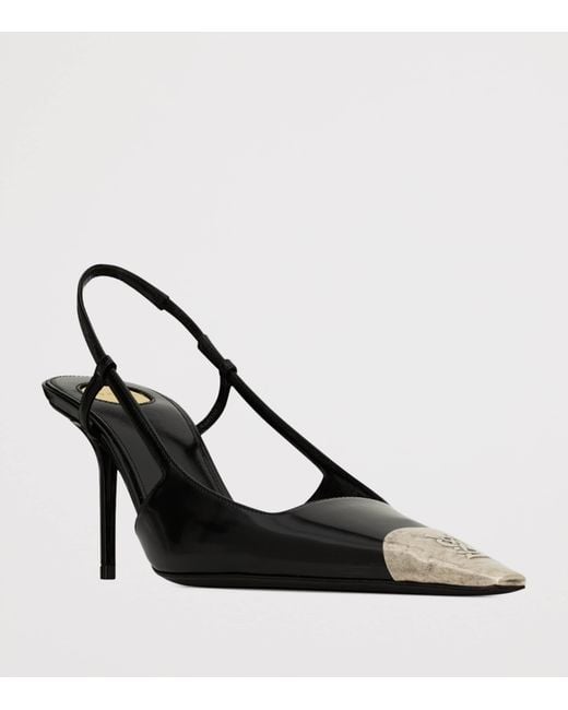 Saint Laurent Black Leather Jeanne Slingback Pumps 75