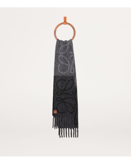 Loewe Gray Alpaca-Blend Anagram Scarf