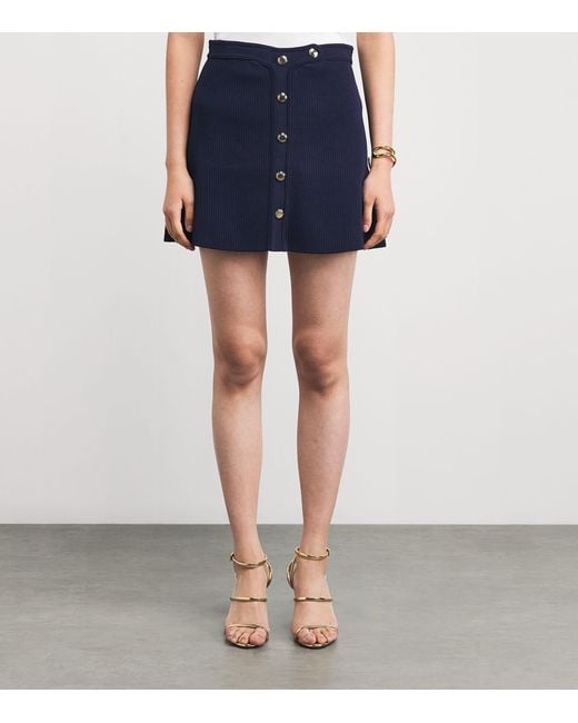 Sandro Blue Rib-Knit Mini Skirt