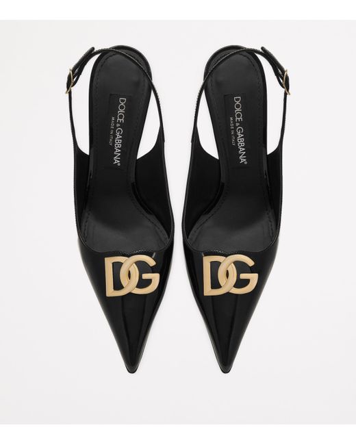 Dolce & Gabbana Black Dg Logo 90 Leather Slingback Pump