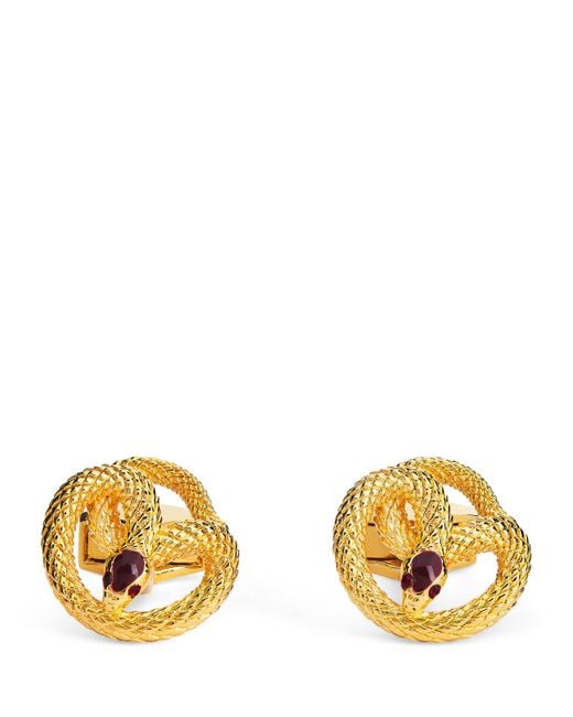 Tateossian Metallic Plated Enamel-Detail Viper Cufflinks for men
