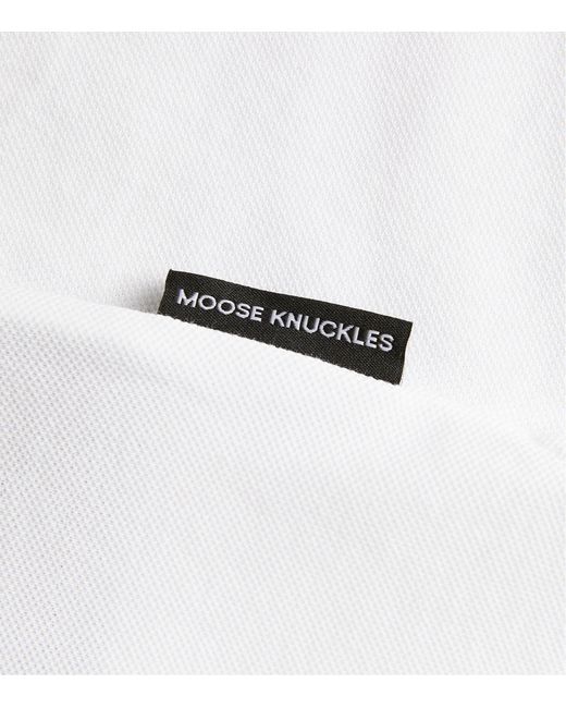 Moose Knuckles White Logo Polo Shirt for men