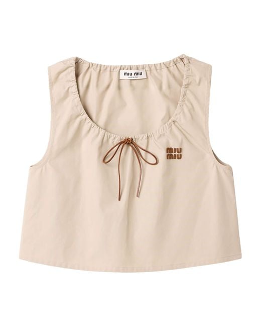 Miu Miu Natural Panama Cotton Crop Top