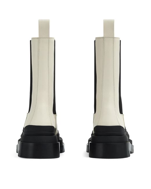 Bottega Veneta Black Leather Tire Chelsea Boots