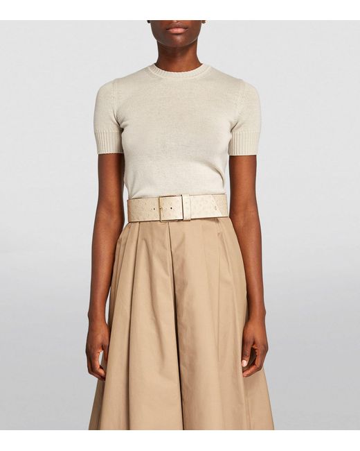 Max Mara Natural Leather Ostrich-embossed Belt