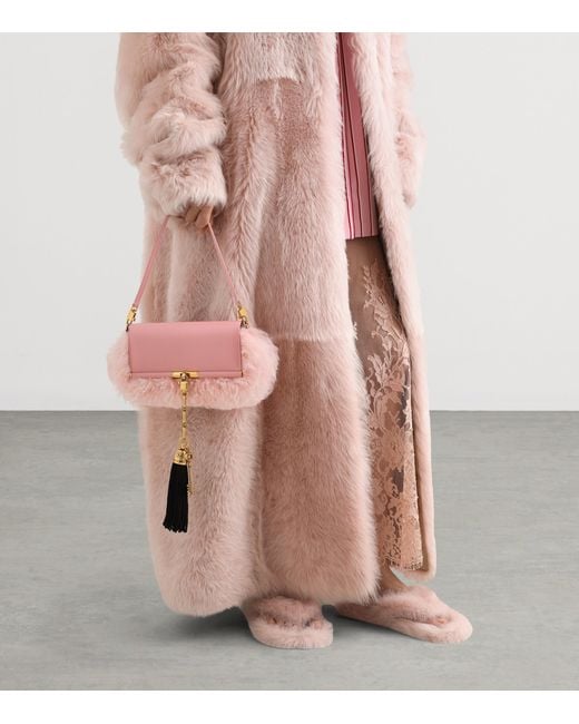 Dolce & Gabbana Pink Shearling-Trim Marlene Shoulder Bag