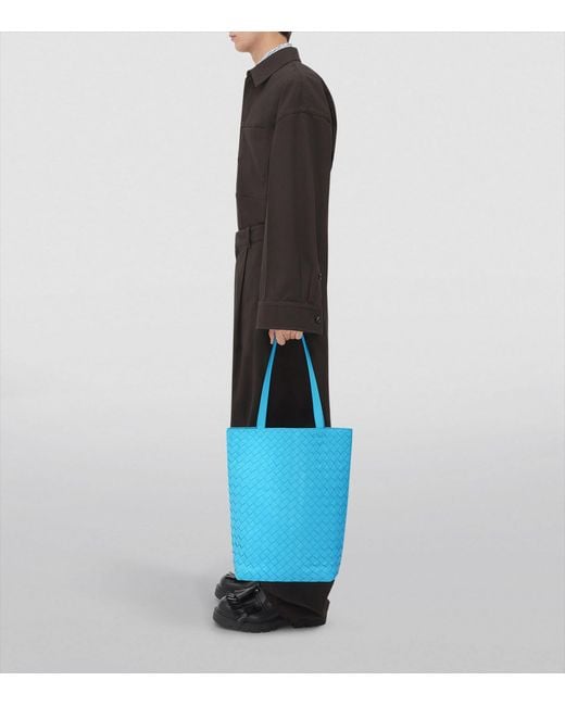Bottega Veneta Blue Small Leather Intrecciato N/s Tote Bag for men