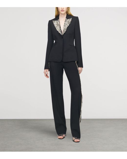Alexander McQueen Black Wool Embellished Single-Breasted Jacket