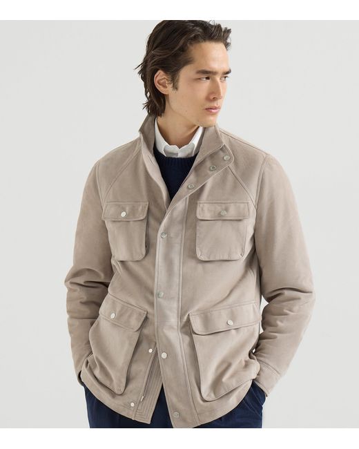 Brunello Cucinelli Natural Suede Safari Jacket for men
