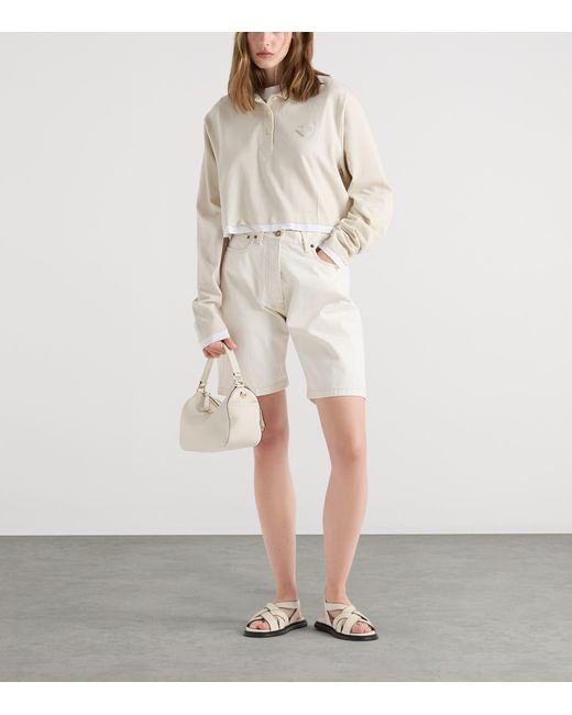 Prada White Old Denim Shorts