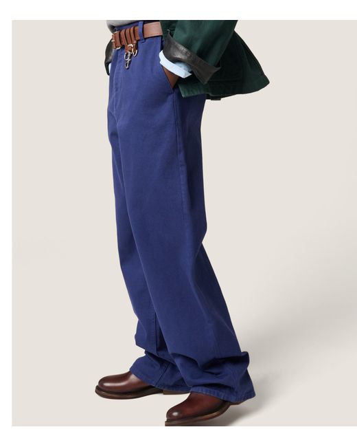 Miu Miu Blue Cotton Gabardine Straight Trousers