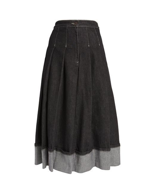 Weekend by Maxmara Black Denim Pleated Midi Skirt