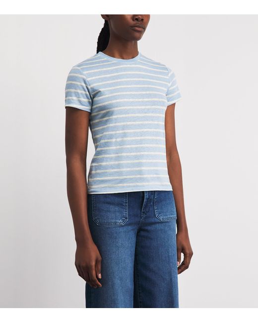 FRAME Blue Linen-Blend The Baby Tee