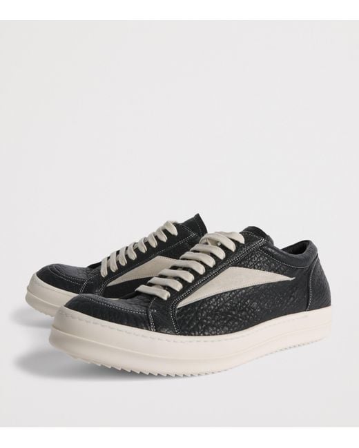 Rick Owens Black Leather Vintage Sneakers for men