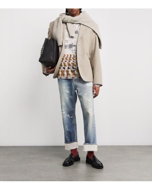 J.W. Anderson White Wool-Blend Jacquard Print Sweater for men
