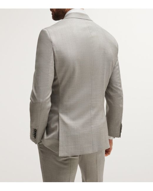 Boss Gray Virgin Wool Slim 2-Piece Suit for men