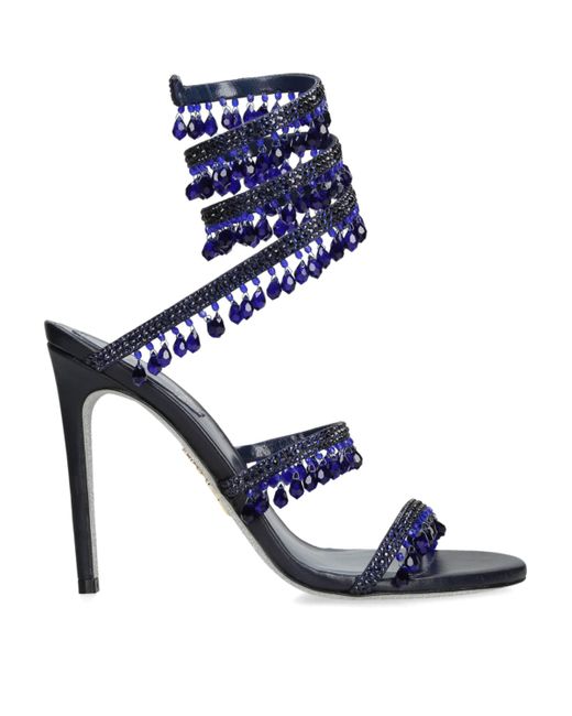 Rene Caovilla Blue Satin Chandelier Heeled Sandals 105