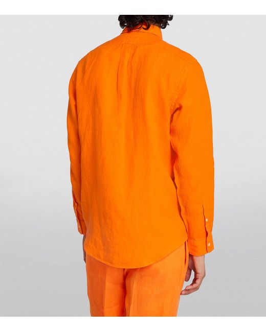 Polo Ralph Lauren Orange Linen Polo Pony Shirt for men