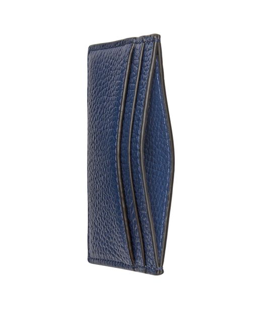 Gucci Blue Grained Leather Logo Card Holder for men